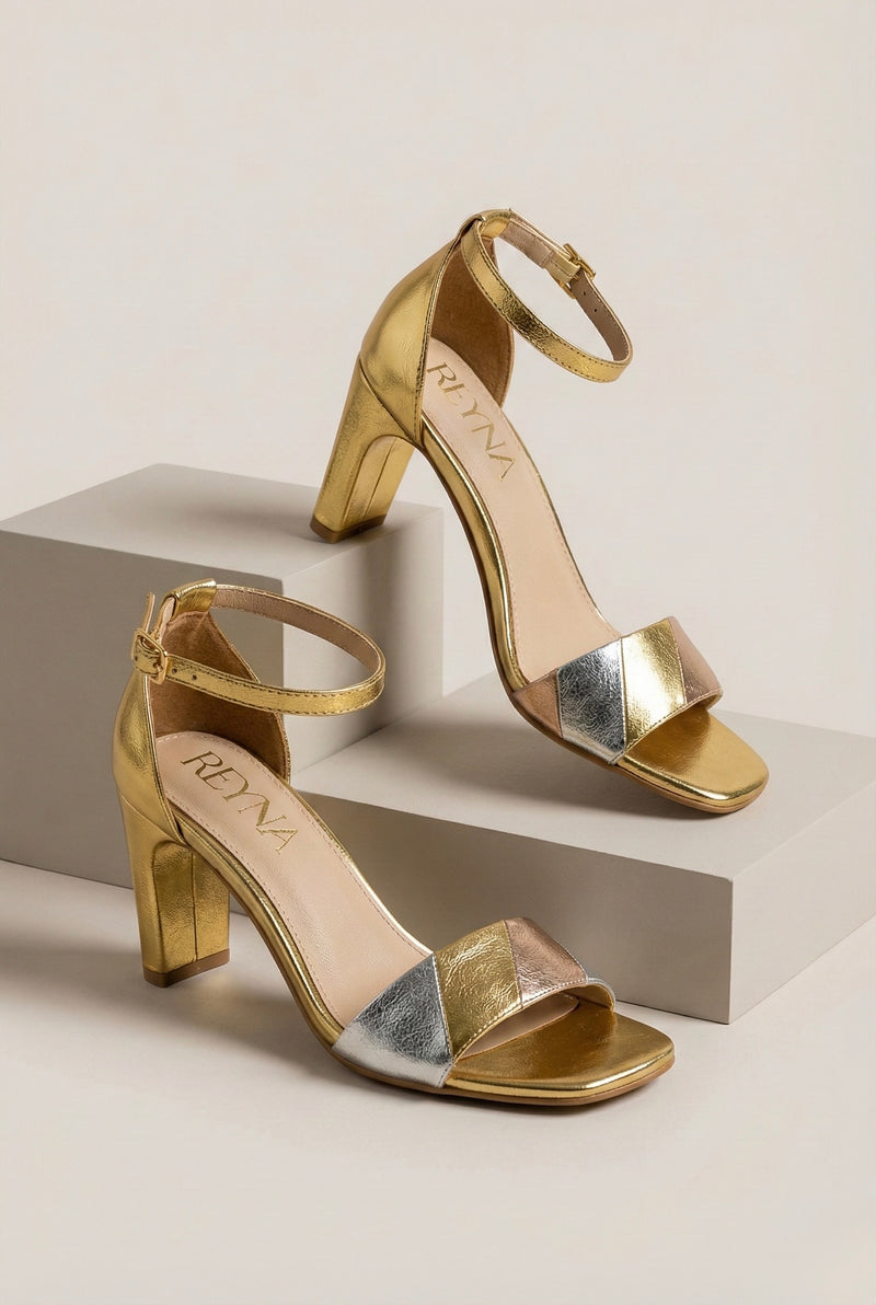 Monaco Classic Metallic Block Heel