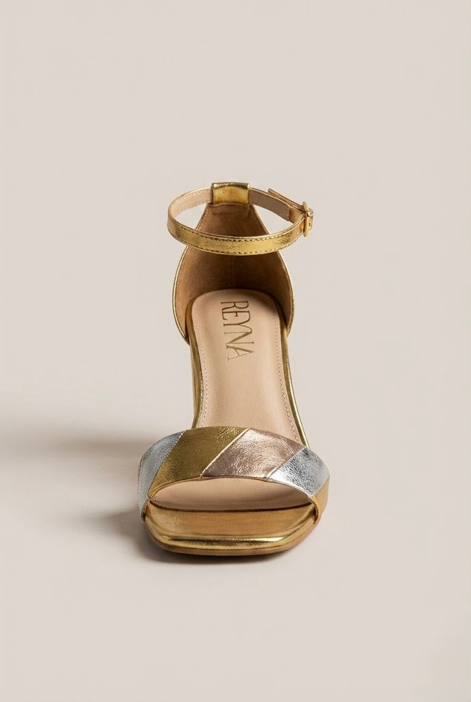 Monaco Classic Metallic Block Heel