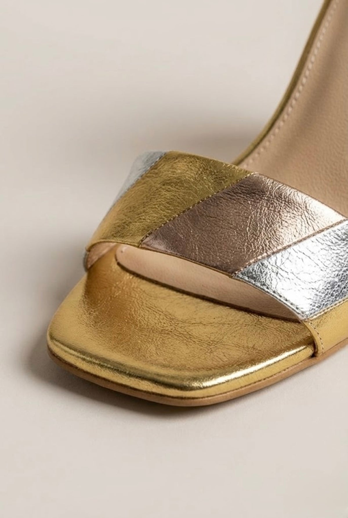 Monaco Classic Metallic Block Heel