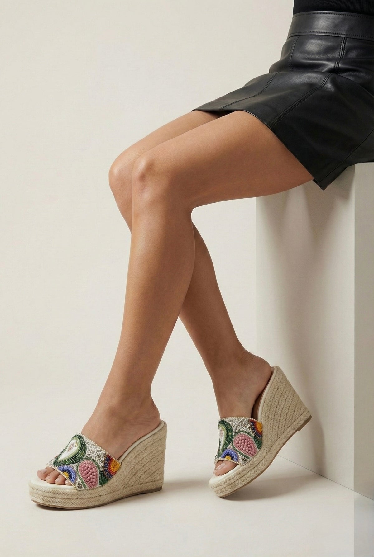 City to Beach Embroidered Wedge
