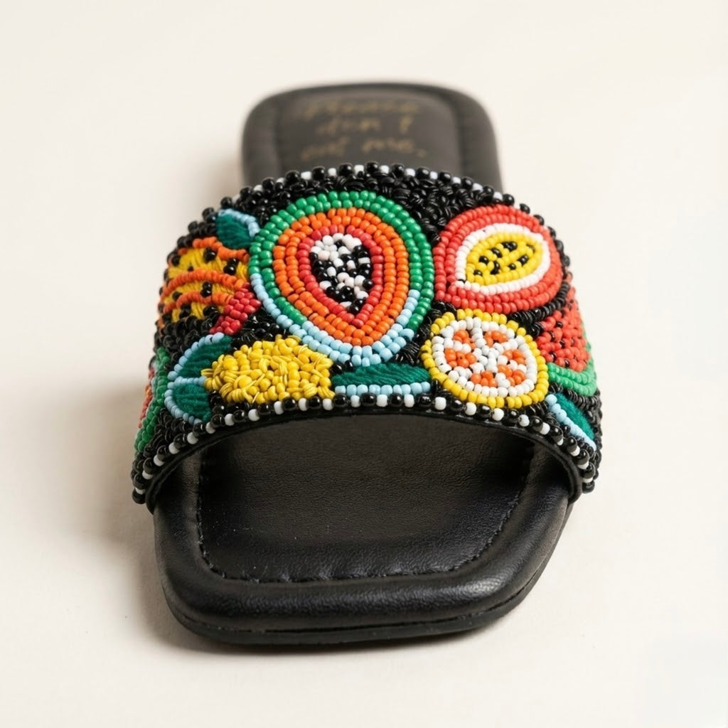 City to Beach Embroidered Slide
