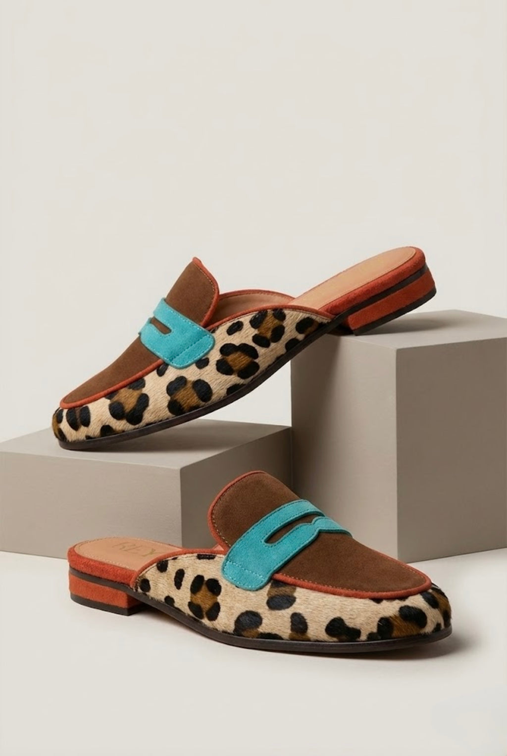 Leopard Accent Flat Mule