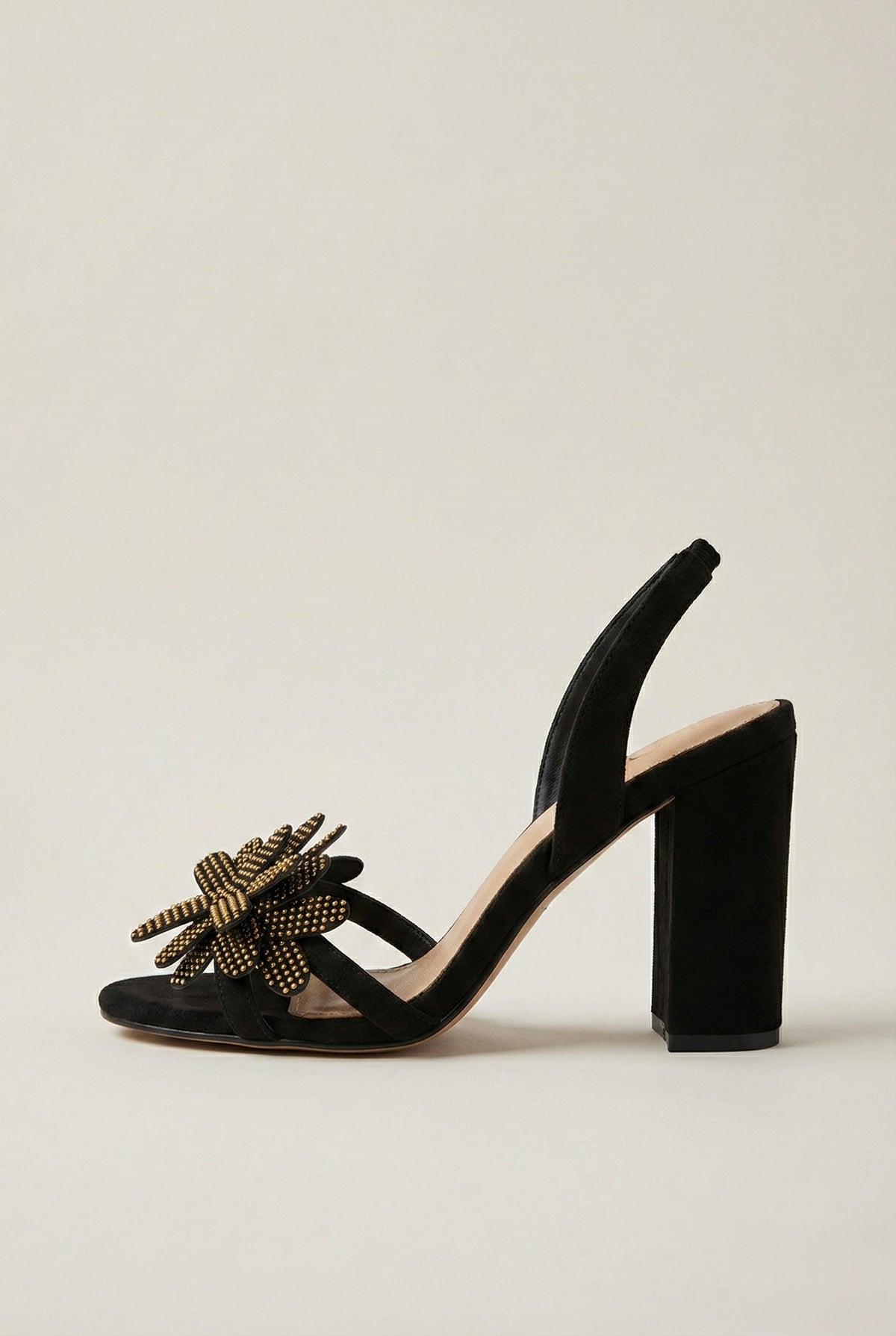 Midnight Petal Block Sandal