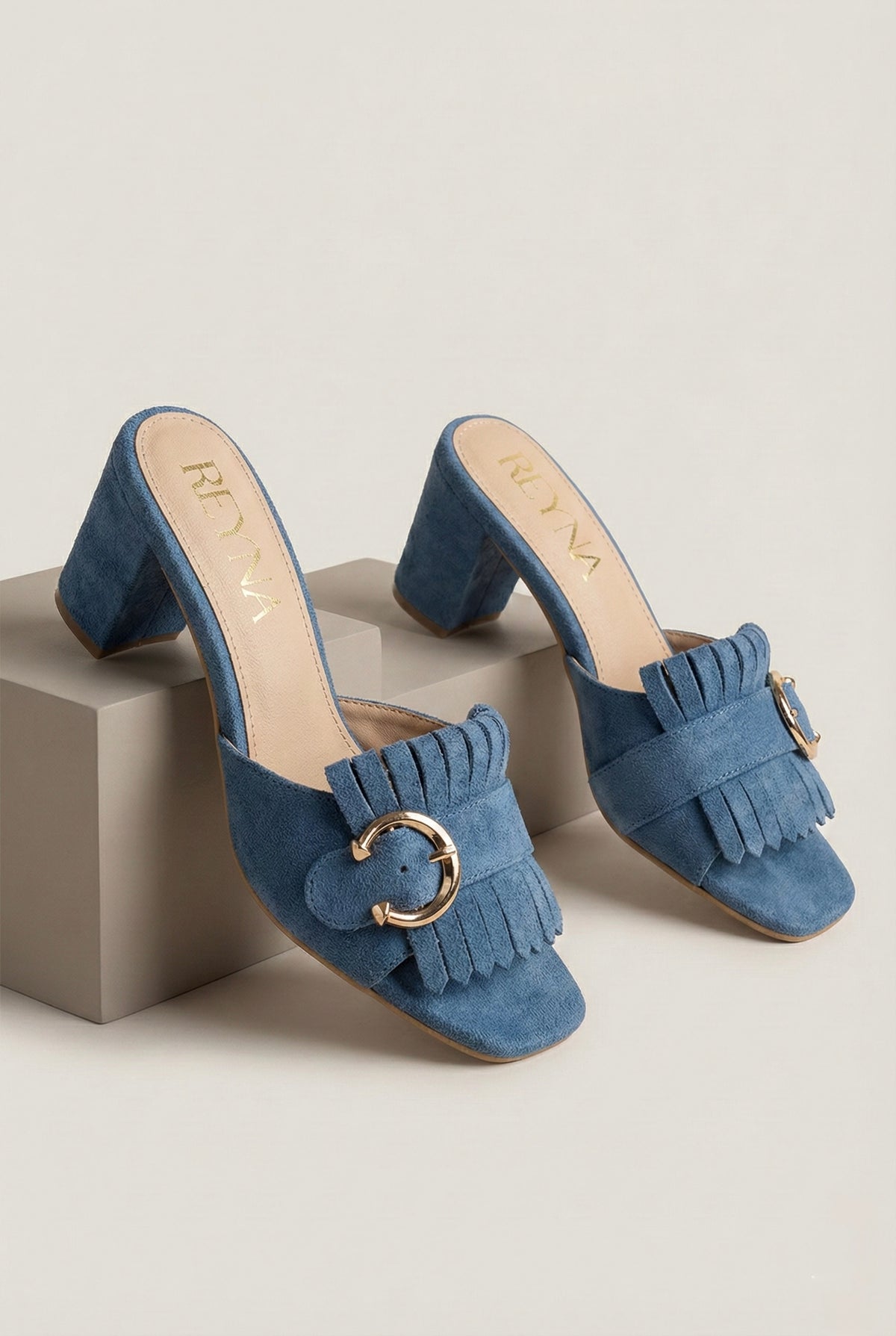 Azure Fringe Block Mule