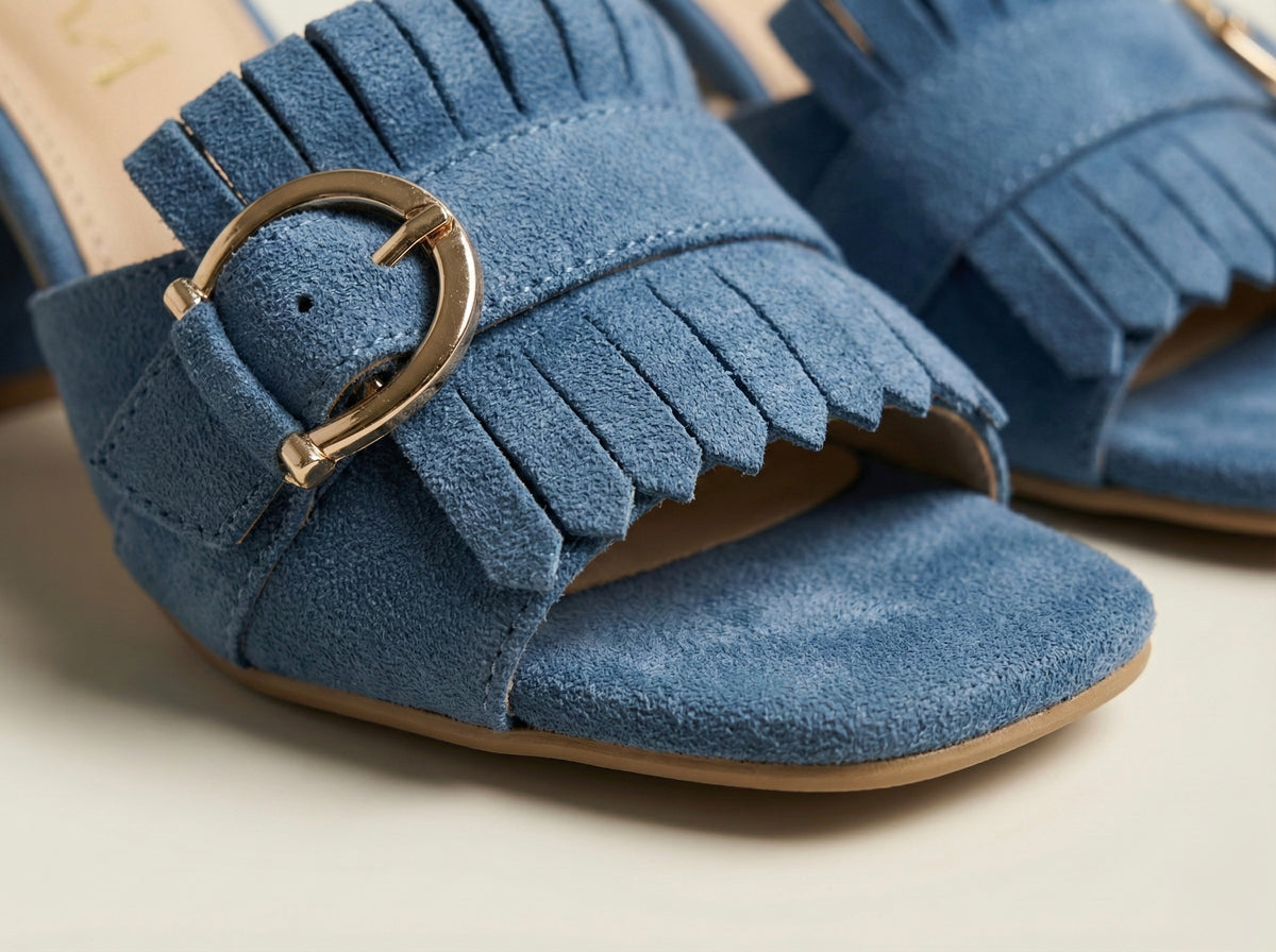 Azure Fringe Block Mule