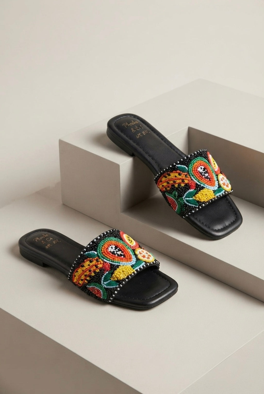 City to Beach Embroidered Slide