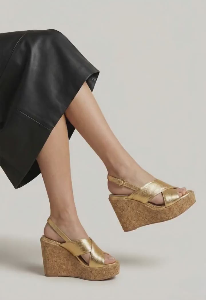 Luxe Gold Cork Wedge