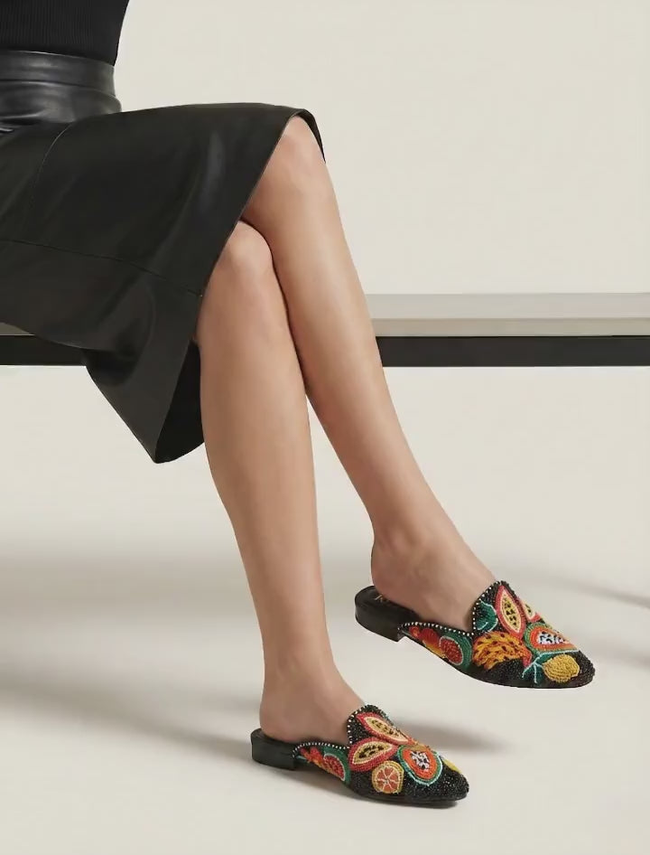 City to Beach Embroidered Mule