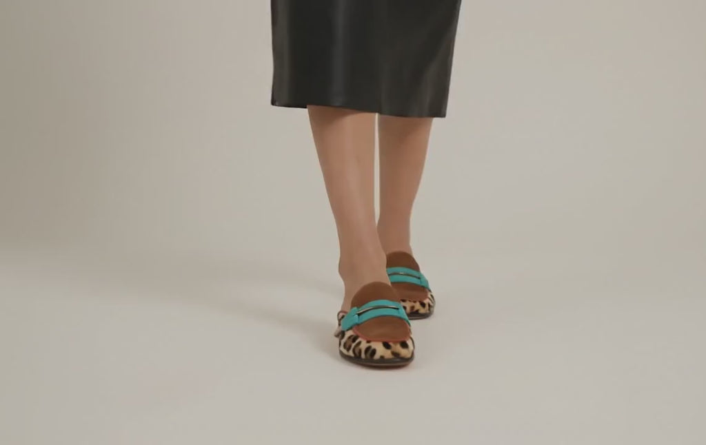Leopard Accent Flat Mule